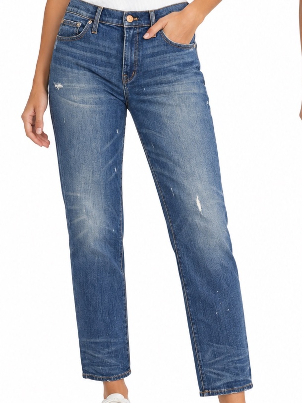 Madewell Slim Boyjean Hatfield Wash Jeans Distressed Straight Leg Size 32